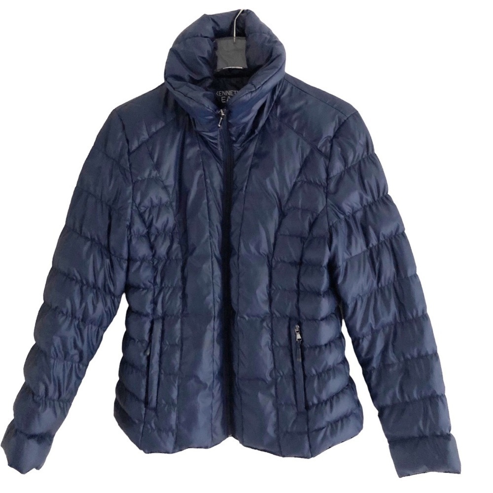 Kenneth Cole Reaction Duck Down Blue Puffer Coat Size Large